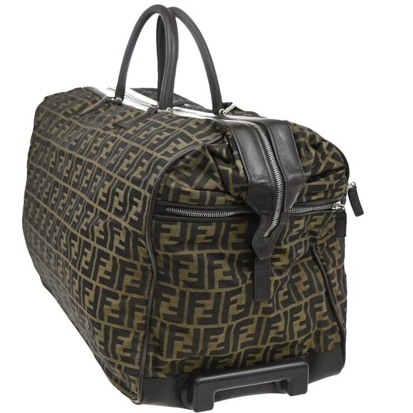 FENDI Zucca Rolling Duffel Bag Trolley Case Canvas Leather Brown SHW 70KB650 - Picture 4 of 16